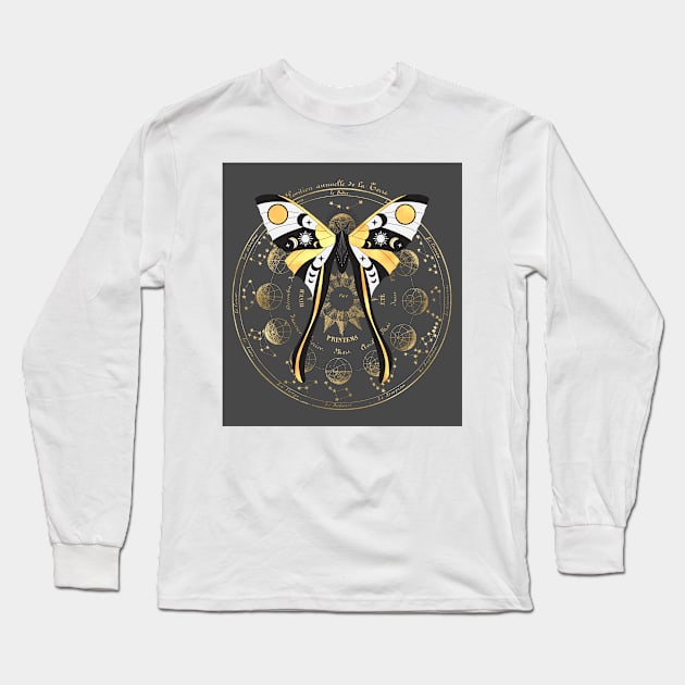 Celestial Astronomy Moth Long Sleeve T-Shirt by allthumbs